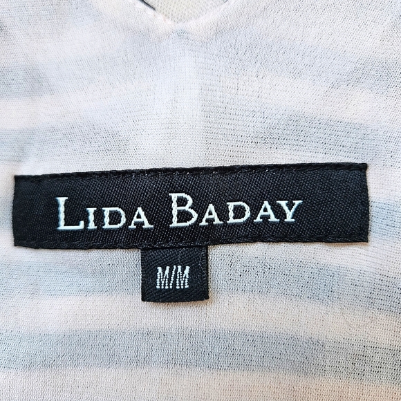 Lida Baday brown and blush striped tank top V-neck and back lined size M - Picture 7 of 9